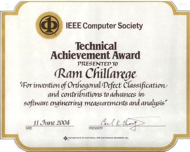 Ieee Computer Society Technical Achievement Award Chillarege